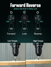 Load image into Gallery viewer, KIMO 20V Cordless Drill Set - 2 Batteries, 350 In-lb Torque, 18 Accessories