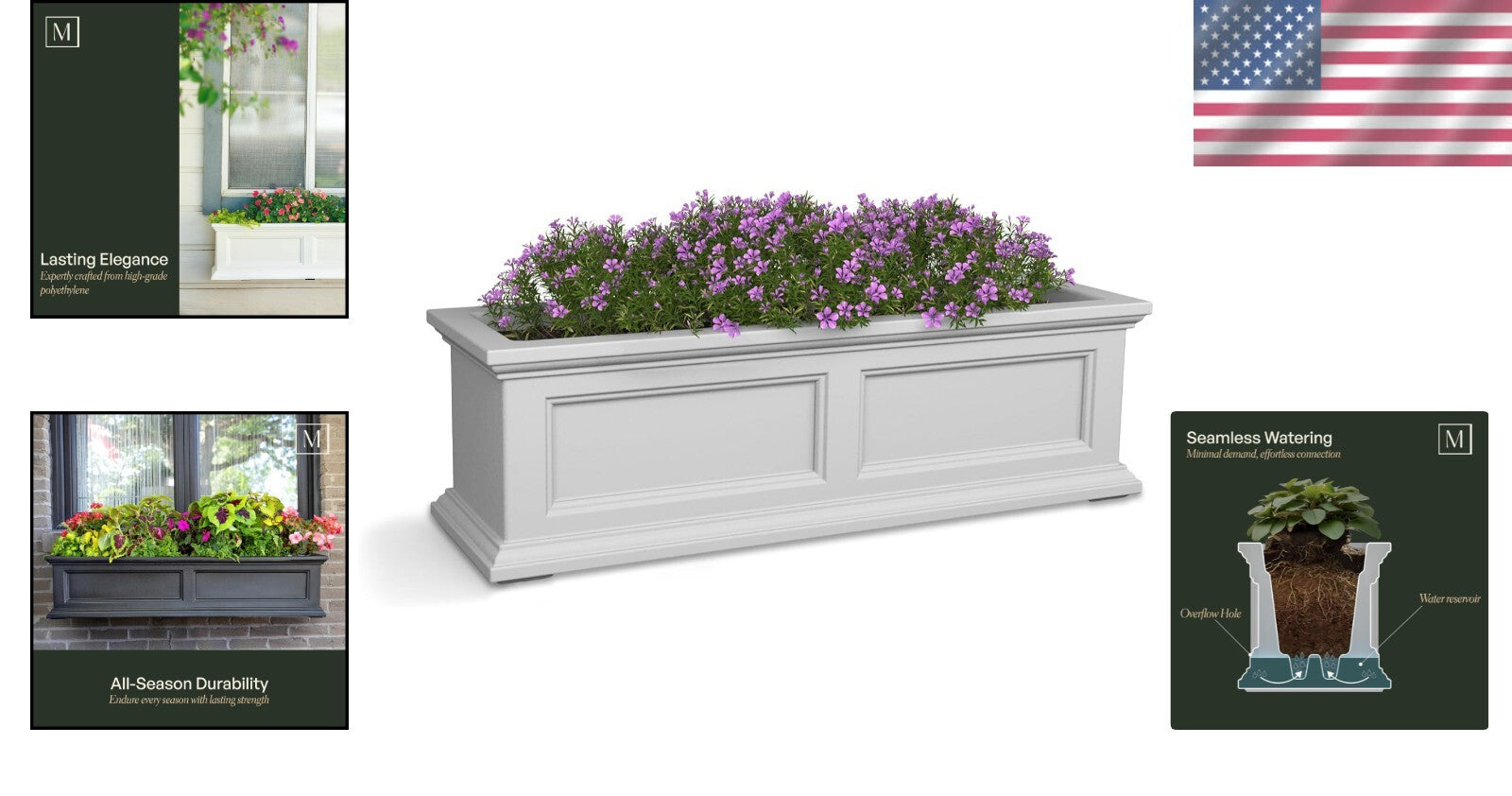 Durable 3-Foot Weather-Resistant Window Box Planter – Self-Watering Convenience