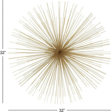 Load image into Gallery viewer, Contemporary Gold Starburst Wall Sculpture - 32" Metal Art for Living Rooms