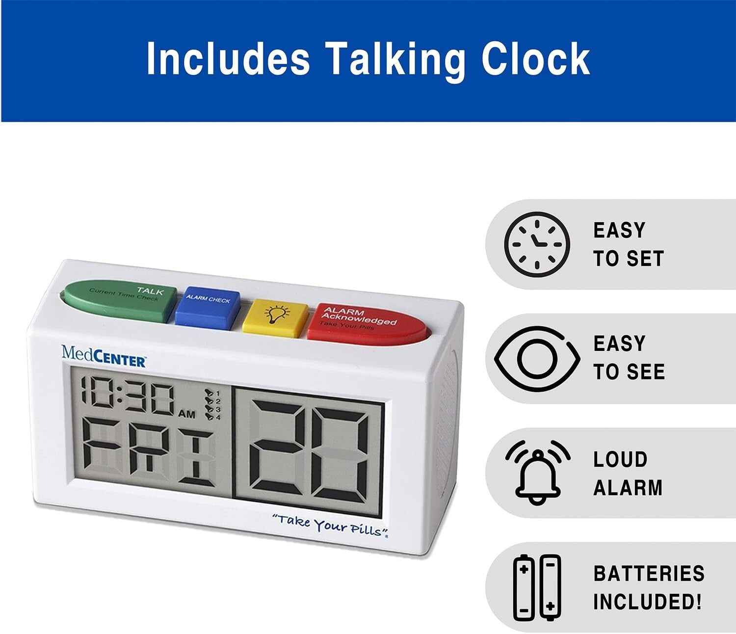 Compact Monthly Pill Box with Talking Alarm - Ideal for Seniors & Caregivers