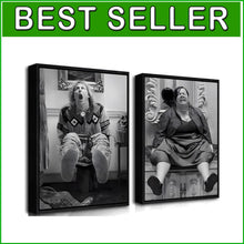 Load image into Gallery viewer, Whimsical Black Floating Frame Bathroom Art Set of 2 - Vintage Humor Prints