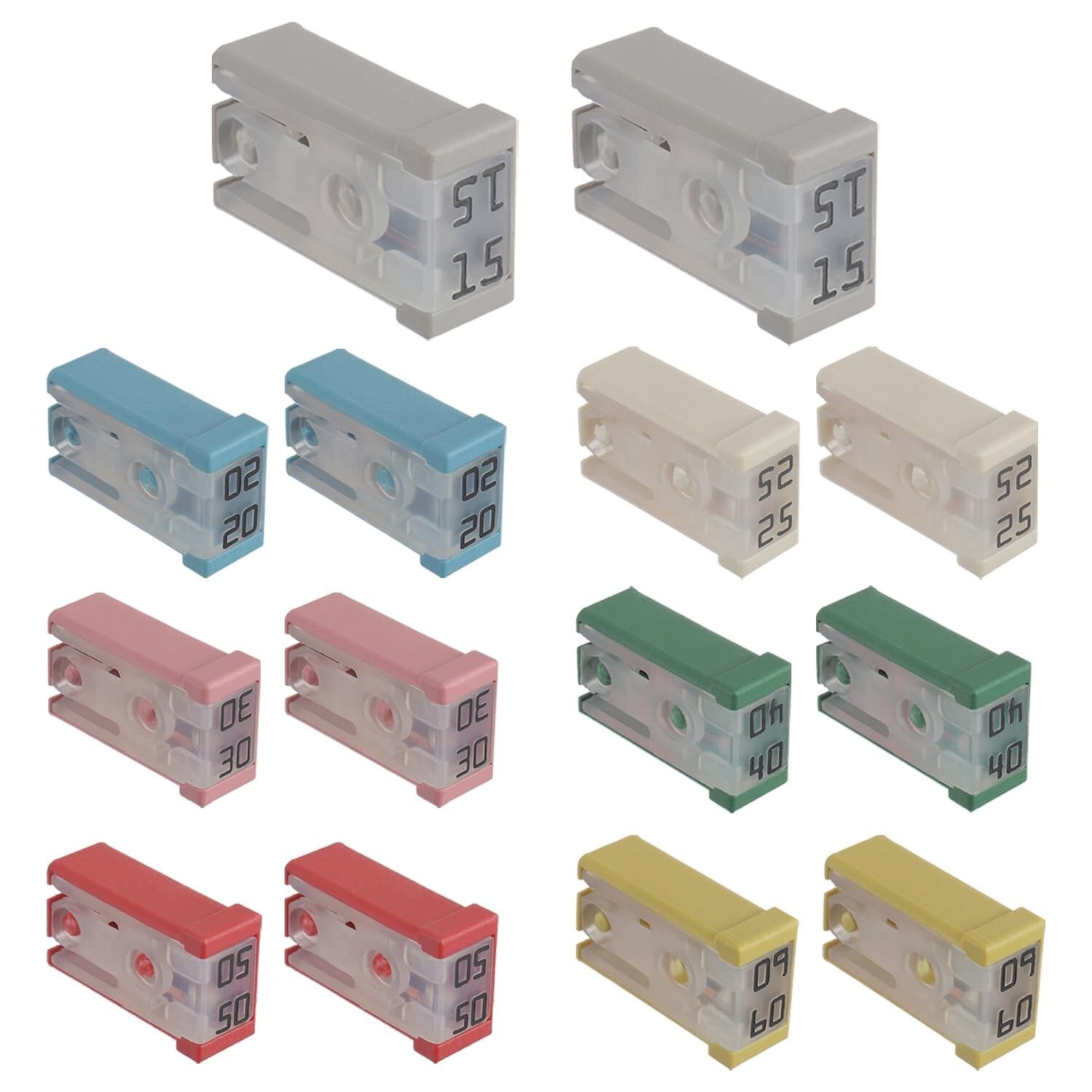 Versatile 14-Piece MCASE Fuse Cartridge Kit - 15A-60A for Automotive Needs