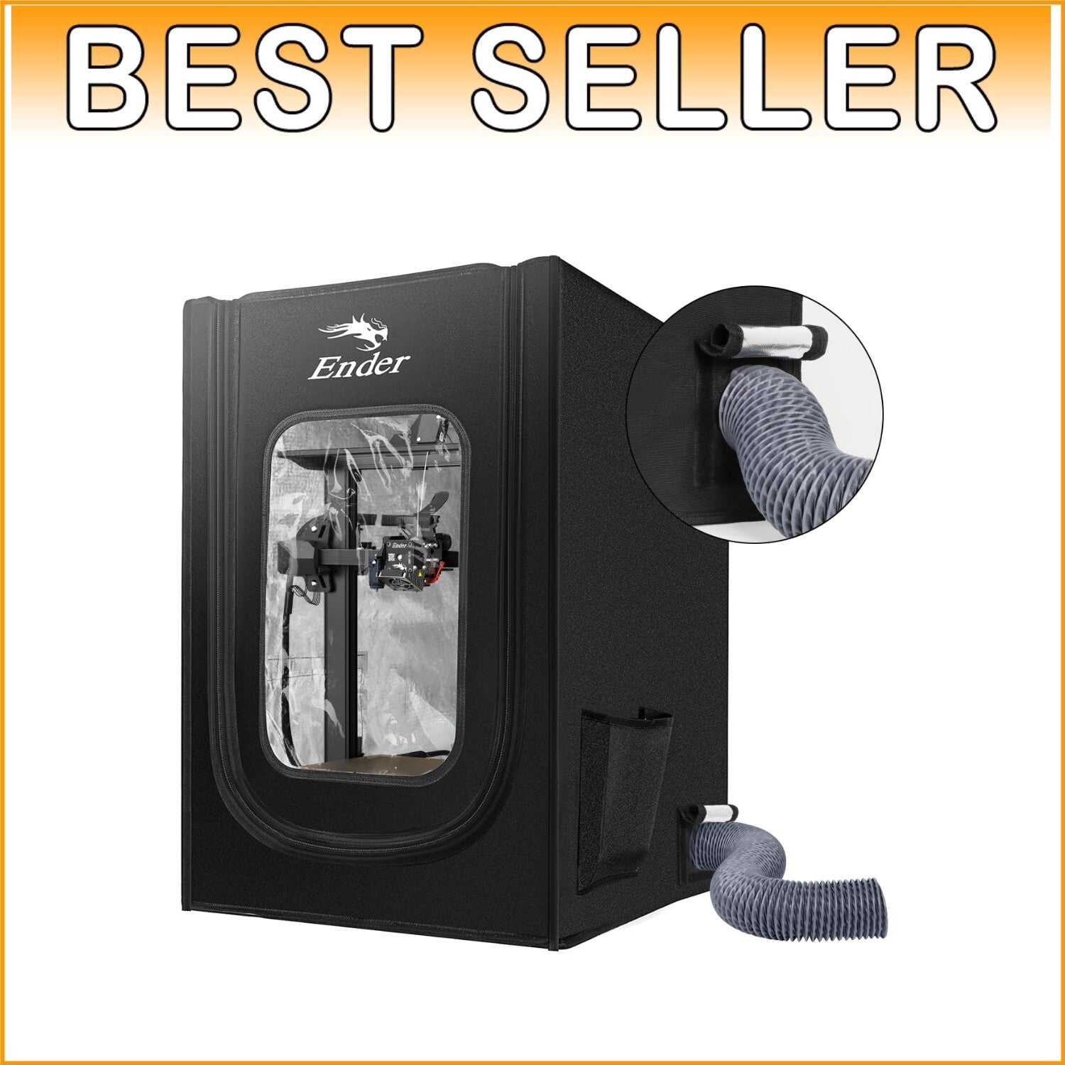 Noise-Reducing 3D Printer Dust Cover with Flame Resistance & Exhaust Interface