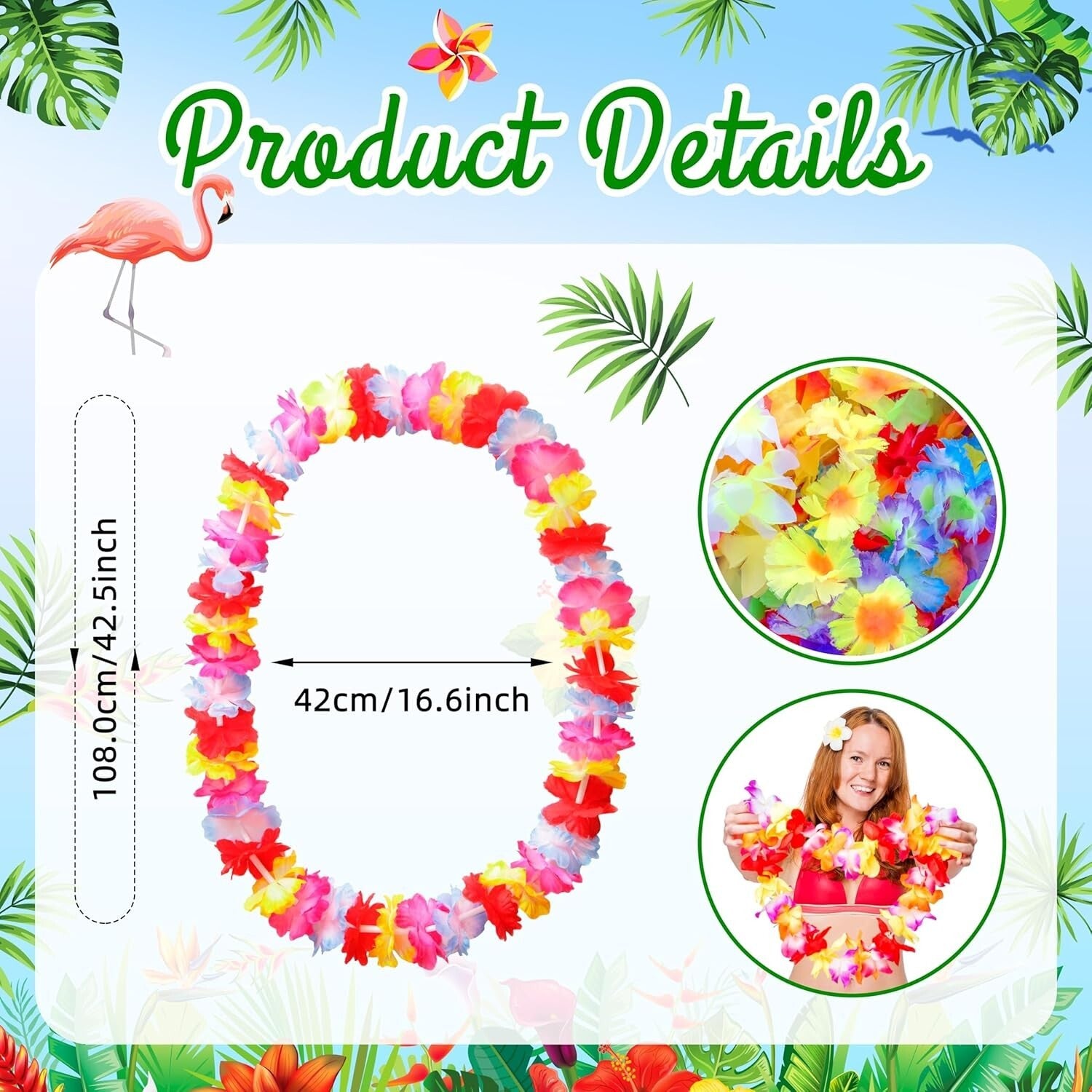 Hawaiian Lei Bulk - Vibrant Silk Flower Necklaces for Tropical Luau Parties