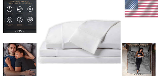 Luxury Split King Cooling Bed Sheets with Deep Pocket & Easy Care - Bright White