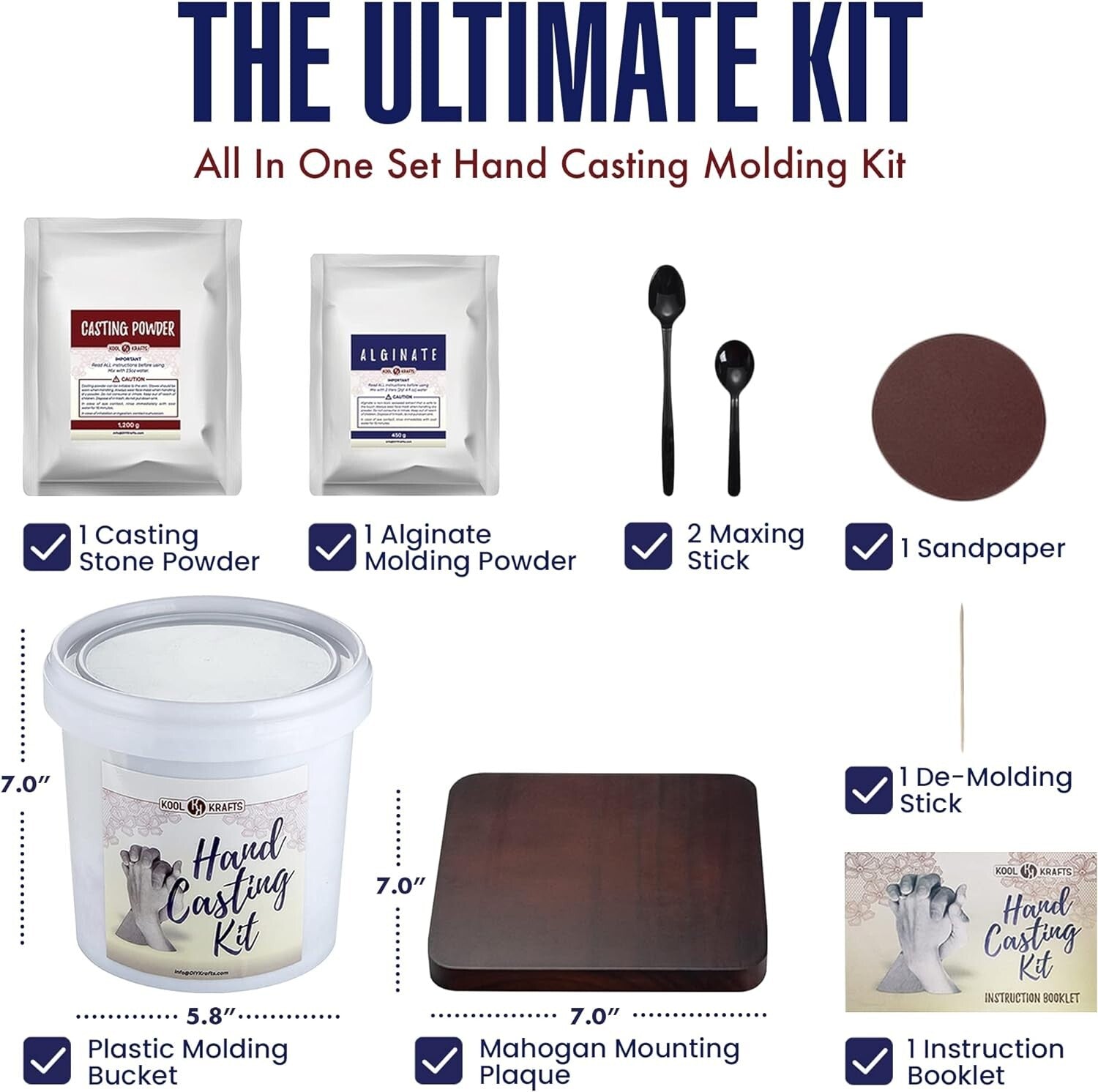 Hand Casting DIY Kit with Elegant Mahogany Base - Ideal for Valentine's & More