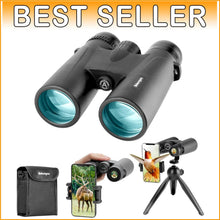 Load image into Gallery viewer, Lightweight 12x42 High Powered Binoculars with Phone Adapter for Bird Watching