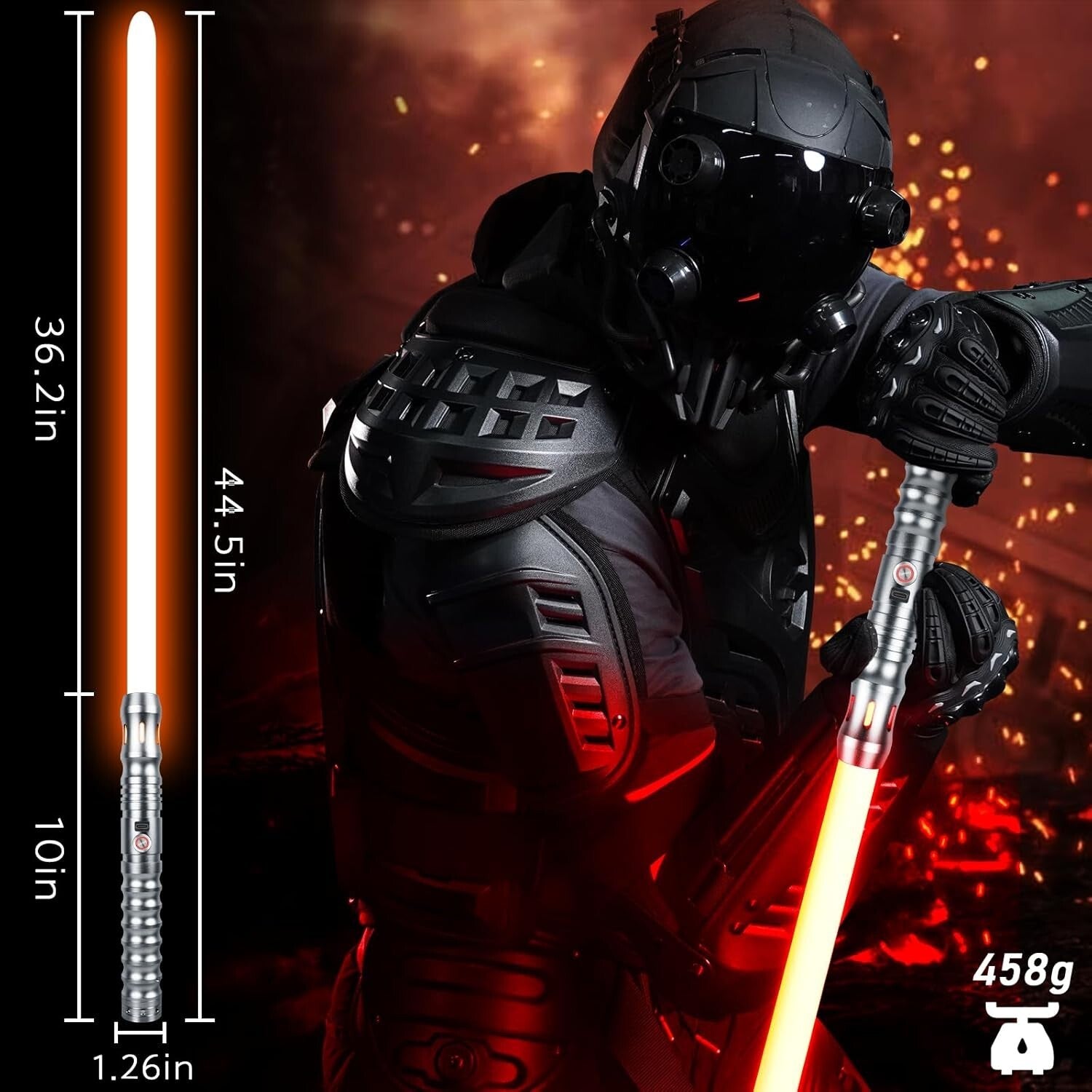 Interactive RGB Lightsaber with Smooth Swing FX - Perfect for Cosplay & Dueling