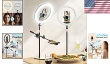 Load image into Gallery viewer, Professional 12” Ring Light with 10 Brightness Levels &amp; Phone Stand for Creators