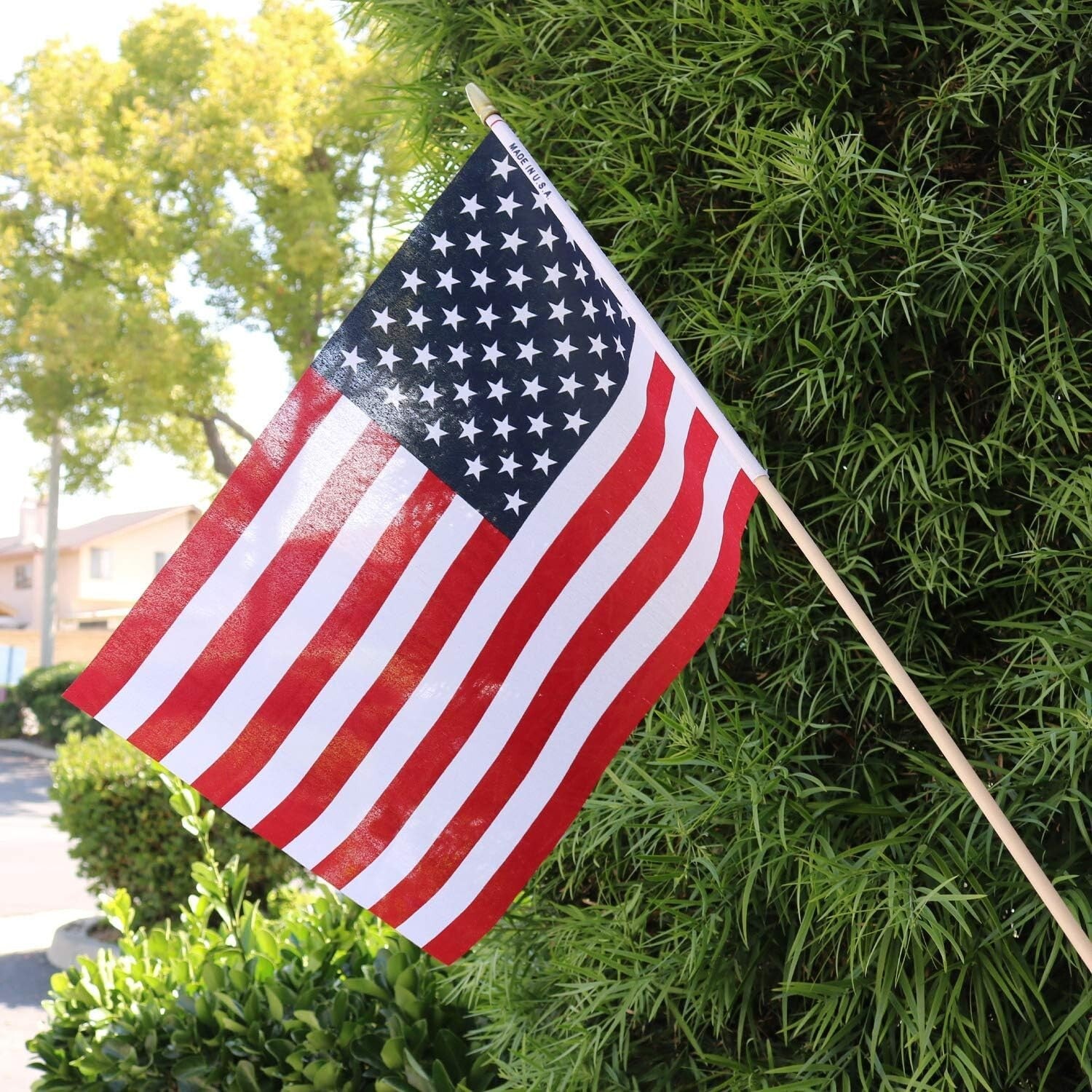 Patriotic Handheld Flags 12x18 - Ideal for Memorial Day & Graduation Ceremonies