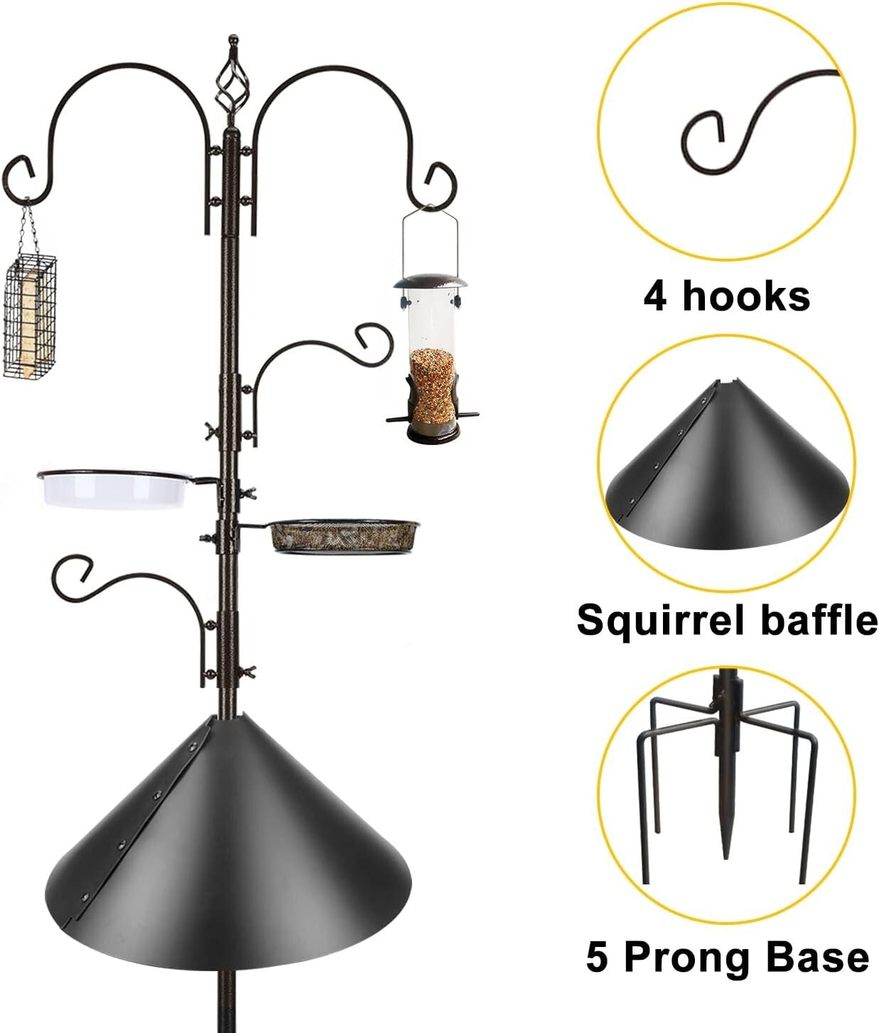 Multi-Functional 91-Inch Bird Feeder Station Kit with Adjustable Hooks & Trays