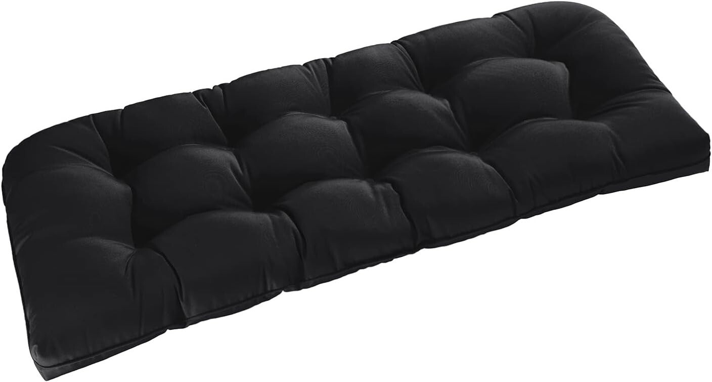 Durable 48x18x5 Black Patio Cushion - Waterproof and Stain-Resistant Design