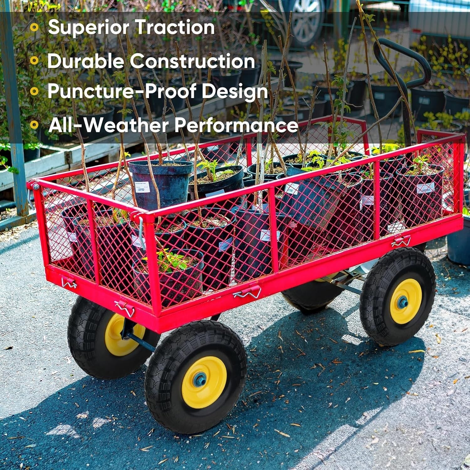 Flat Free 13" Solid Tire & Wheel Set - Heavy-Duty 2 Pack for Garden & Cart