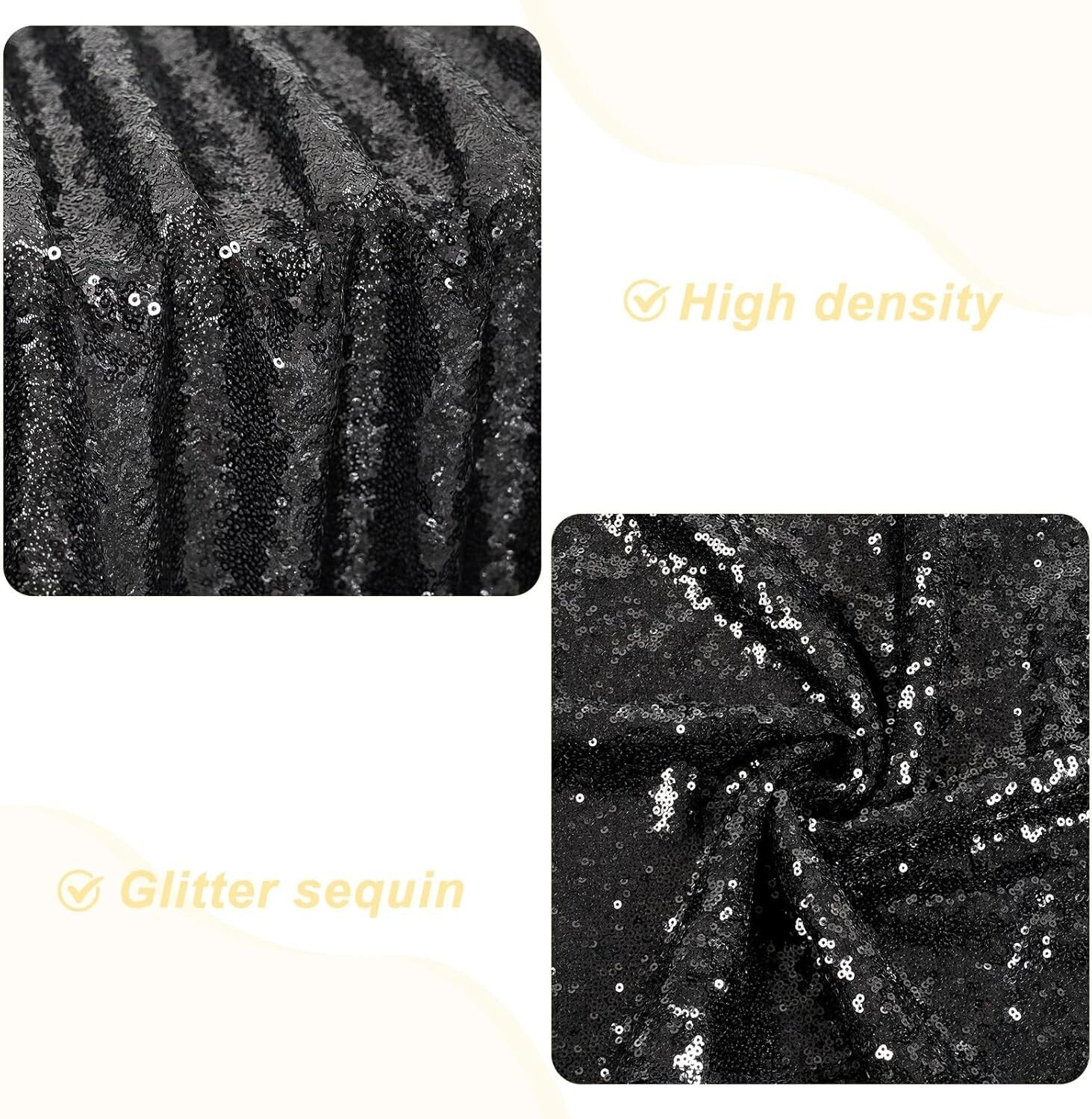 5ft x 10ft Black Sequin Backdrop - Perfect for Weddings, Parties & Photo Shoots