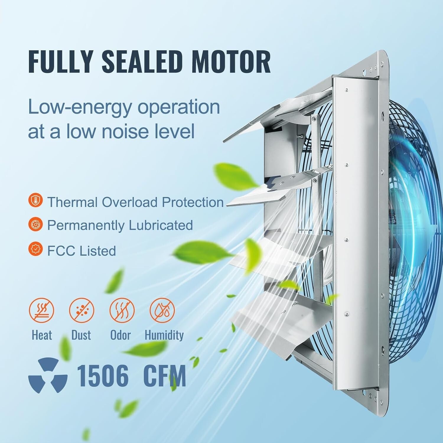 16 Inch High Airflow Shutter Exhaust Fan - Efficient Cooling for Home and Work
