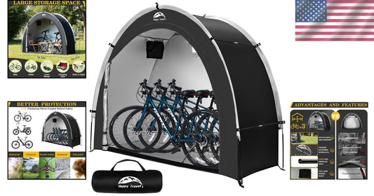 Durable 210D Waterproof Bicycle Storage Tent with Quick Setup - Fits 2-3 Bikes