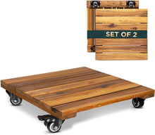 Load image into Gallery viewer, Rust-Resistant Acacia Wood Plant Caddy with Wheels - Effortless Mobility Set
