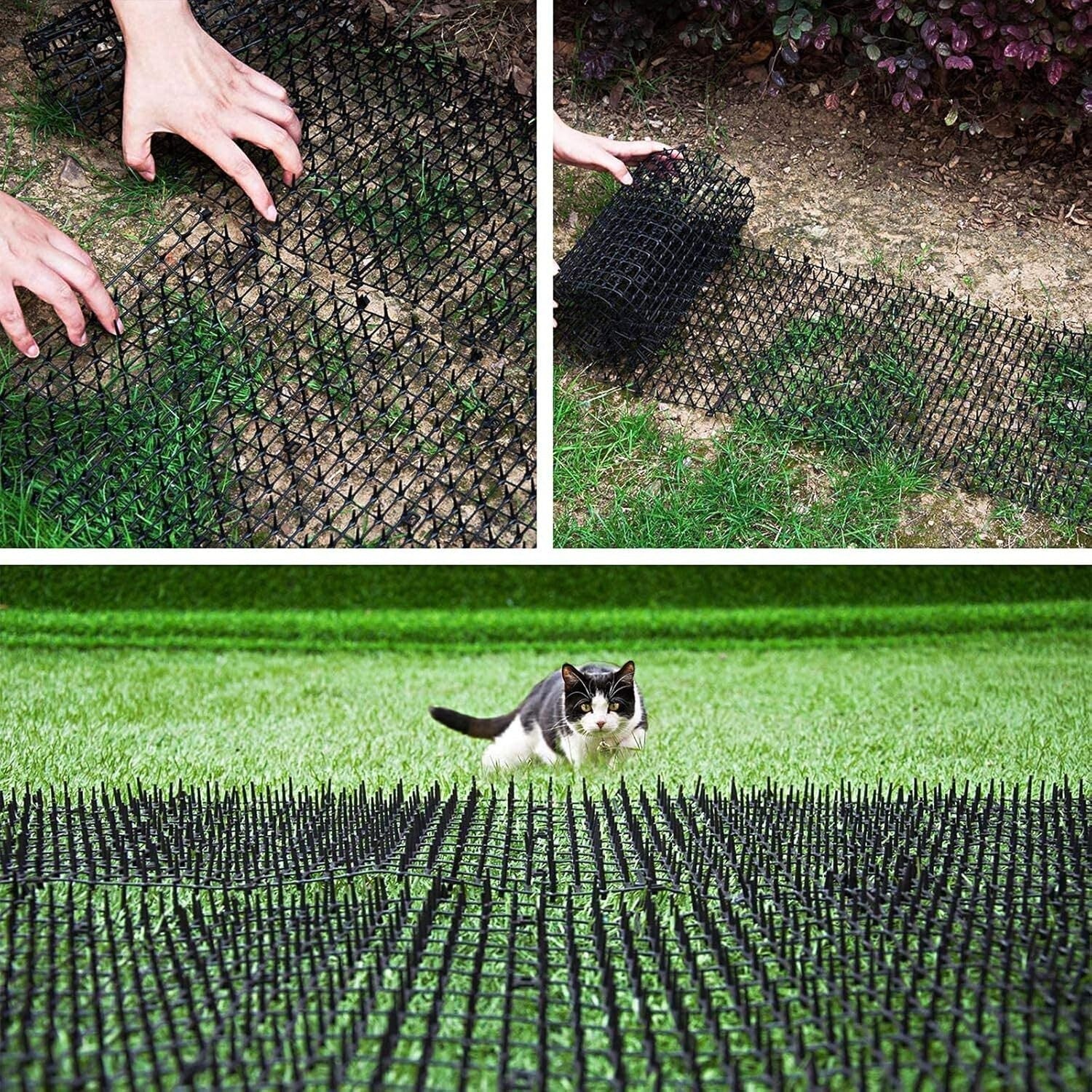 2-Piece 6.5ft Humane Cat Mat - Effective Spike Deterrent for Gardens & Surfaces