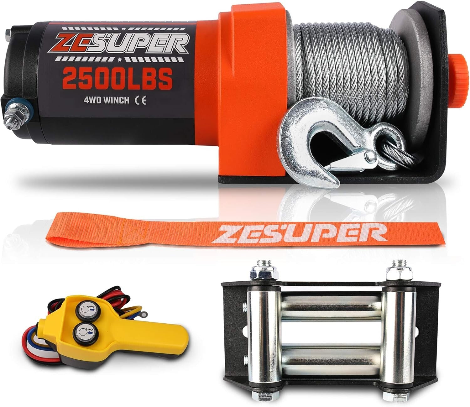 Compact 2500 lb Electric Winch with Steel Cable - Perfect for Boats & Trailers