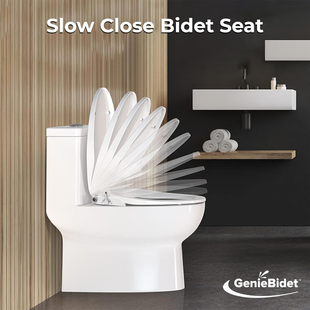 Durable Plastic Elongated Bidet Toilet Seat with Slow-Close & Rear Wash Options