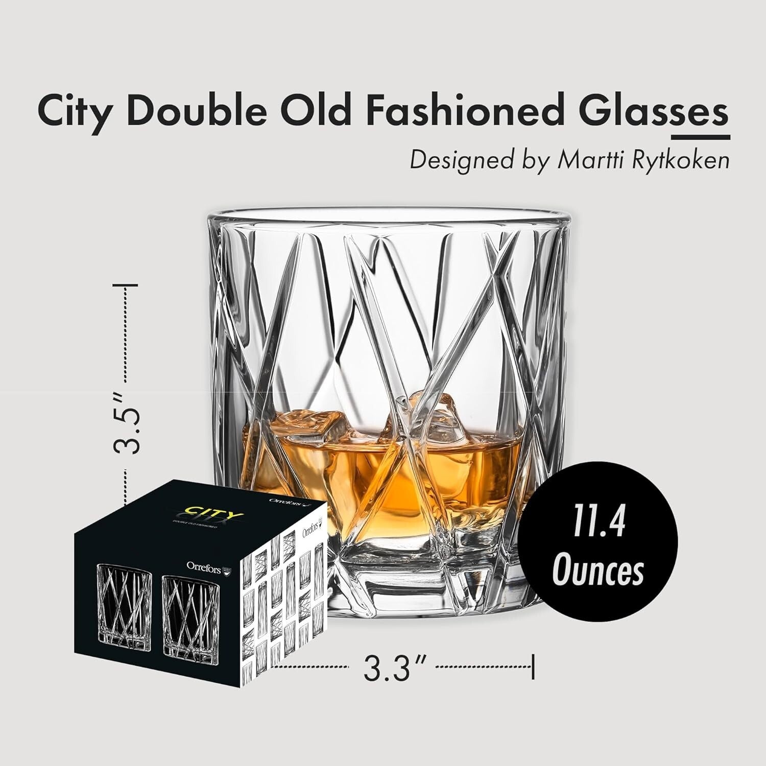 German Crystal Glassware Set for Whiskey & Cocktails - 11 Oz., Dishwasher Safe