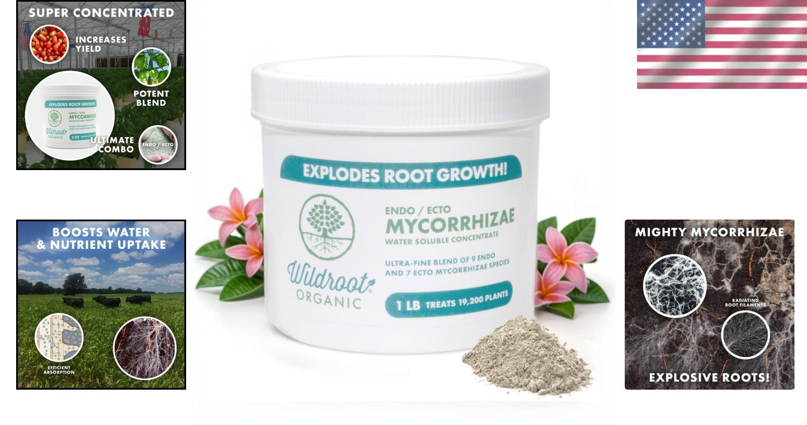 16 Species Mycorrhizae Inoculant - 1 lb Enhances Plant Growth & Saves Water