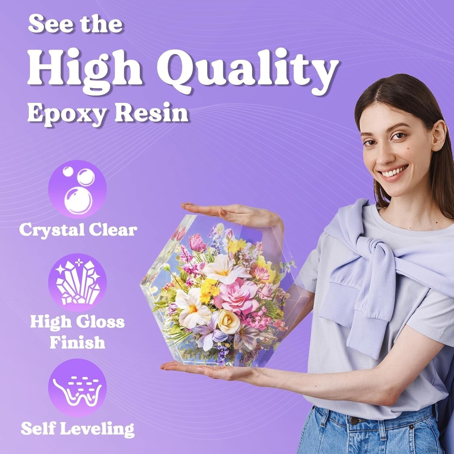 80oz Bubble-Free Crystal Clear Epoxy Resin Kit for Crafting & Jewelry Making