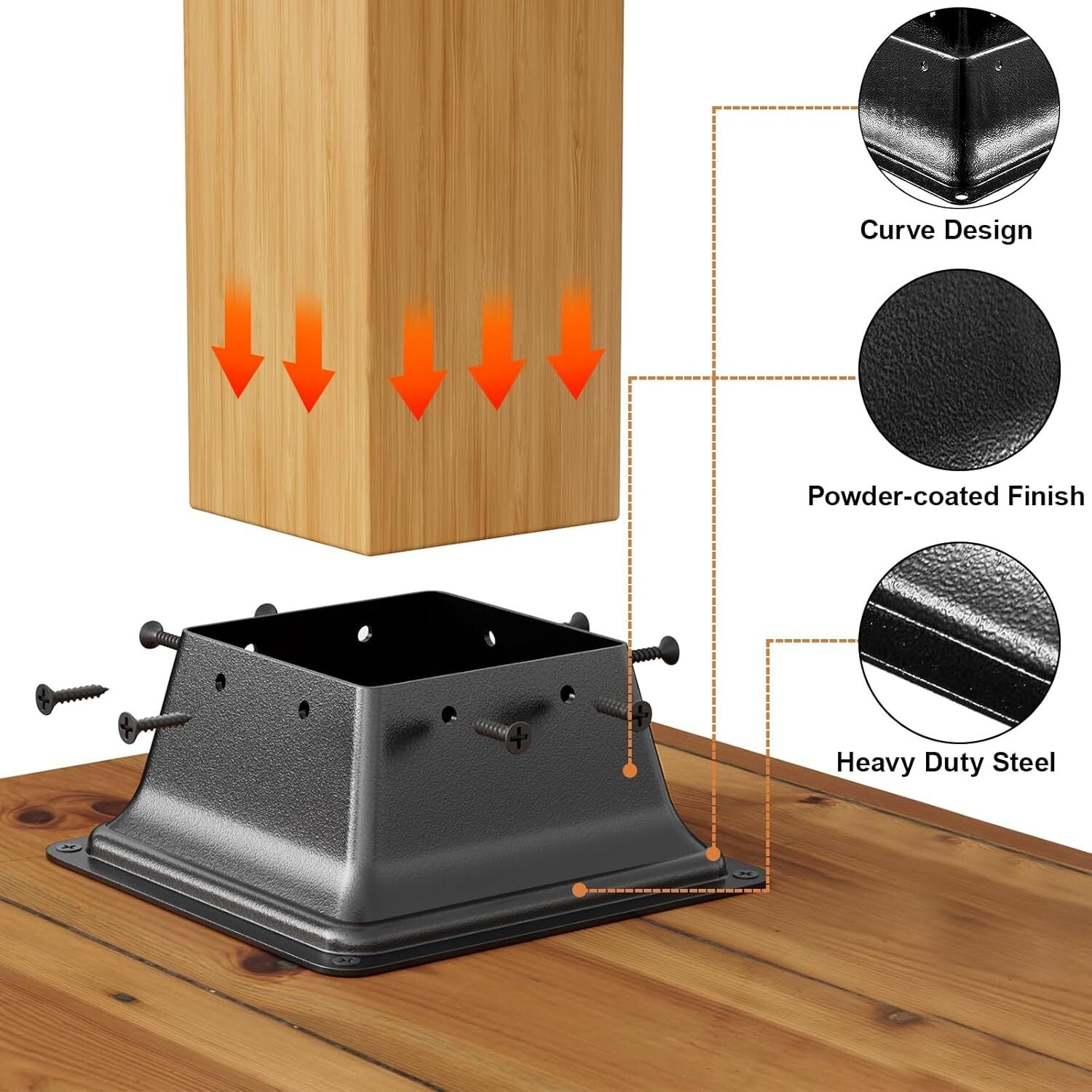 Durable 20 Pack Steel Post Base Brackets for Easy Deck & Porch Installation