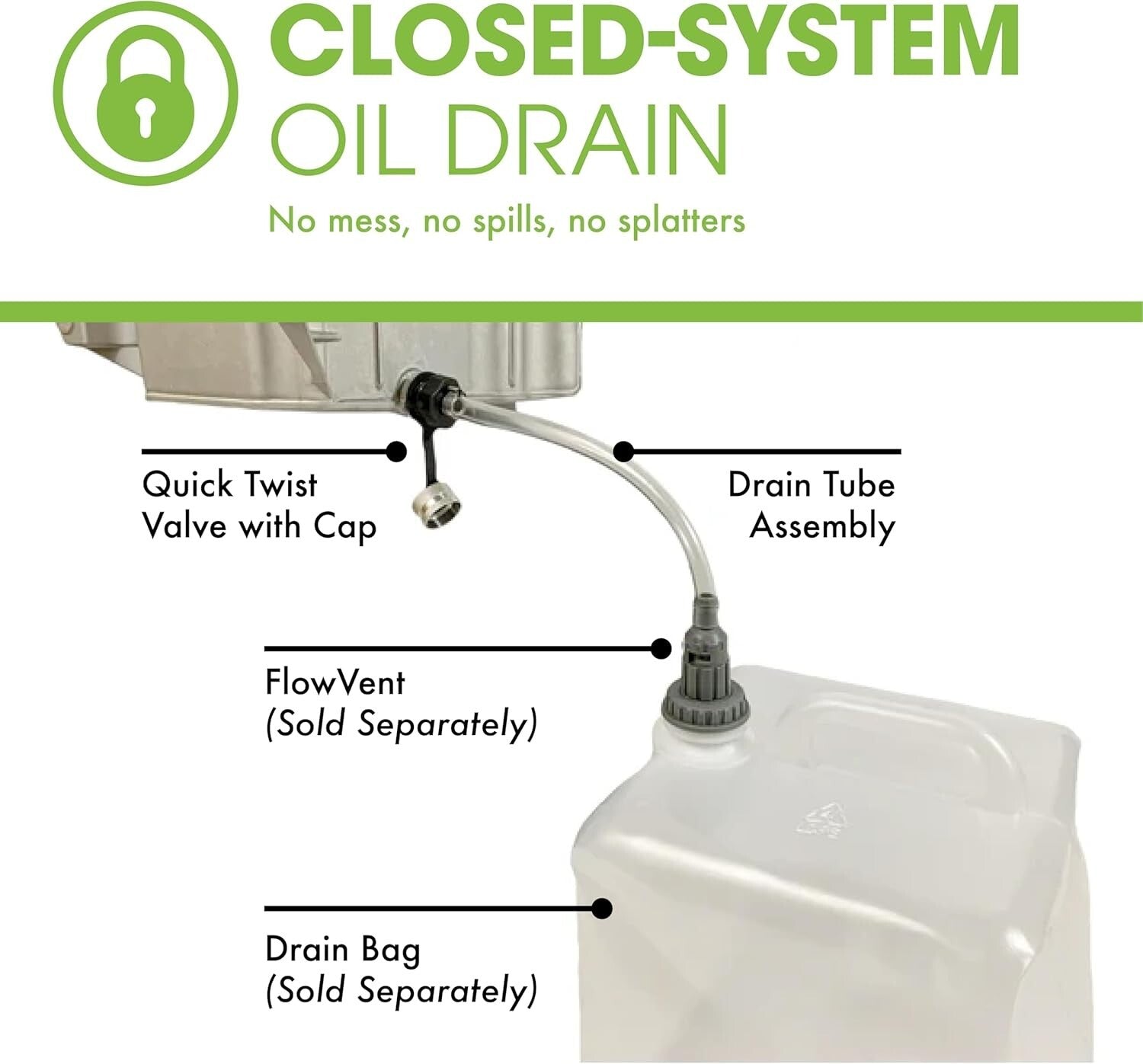 Mess-Free Oil Drain Valve with Viton O-Rings - Quick Twist for Easy Maintenance