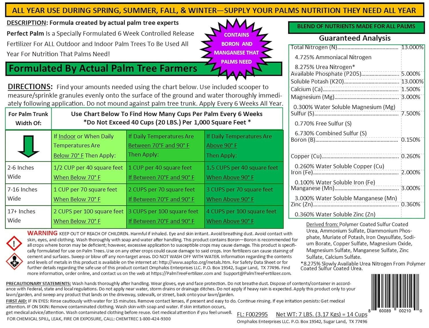 Premium 7 LB Palm Tree Fertilizer with Control Release – Ultimate Nutrient Boost