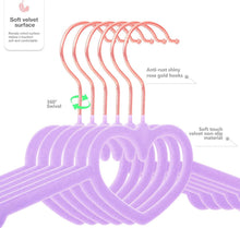 Load image into Gallery viewer, Ultra-Thin Space Saving Light Purple Velvet Hangers with Durable Rose Gold Hooks