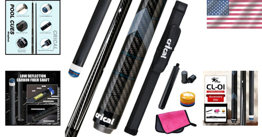 58-Inch Adjustable Pool Cue Stick - Low Deflection with Joint Protector and Case