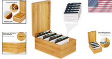 Load image into Gallery viewer, Spacious 4x6 Bamboo Index Card Box with Dividers - Organize 600 Cards Stylishly