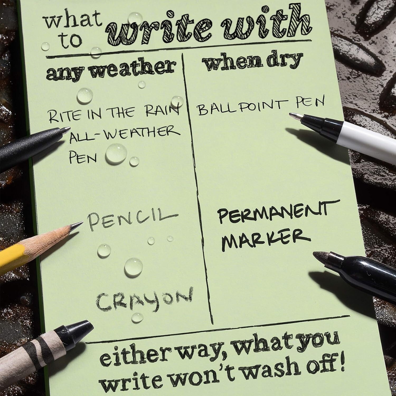 Eco-Friendly 6-Pack Weatherproof Notebooks - Green 4"x6" for Active Lifestyles