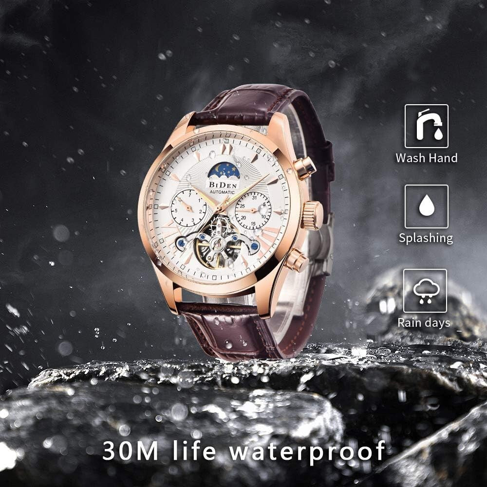Men's Luminous Skeleton Watch - Automatic Mechanical & Water Resistant