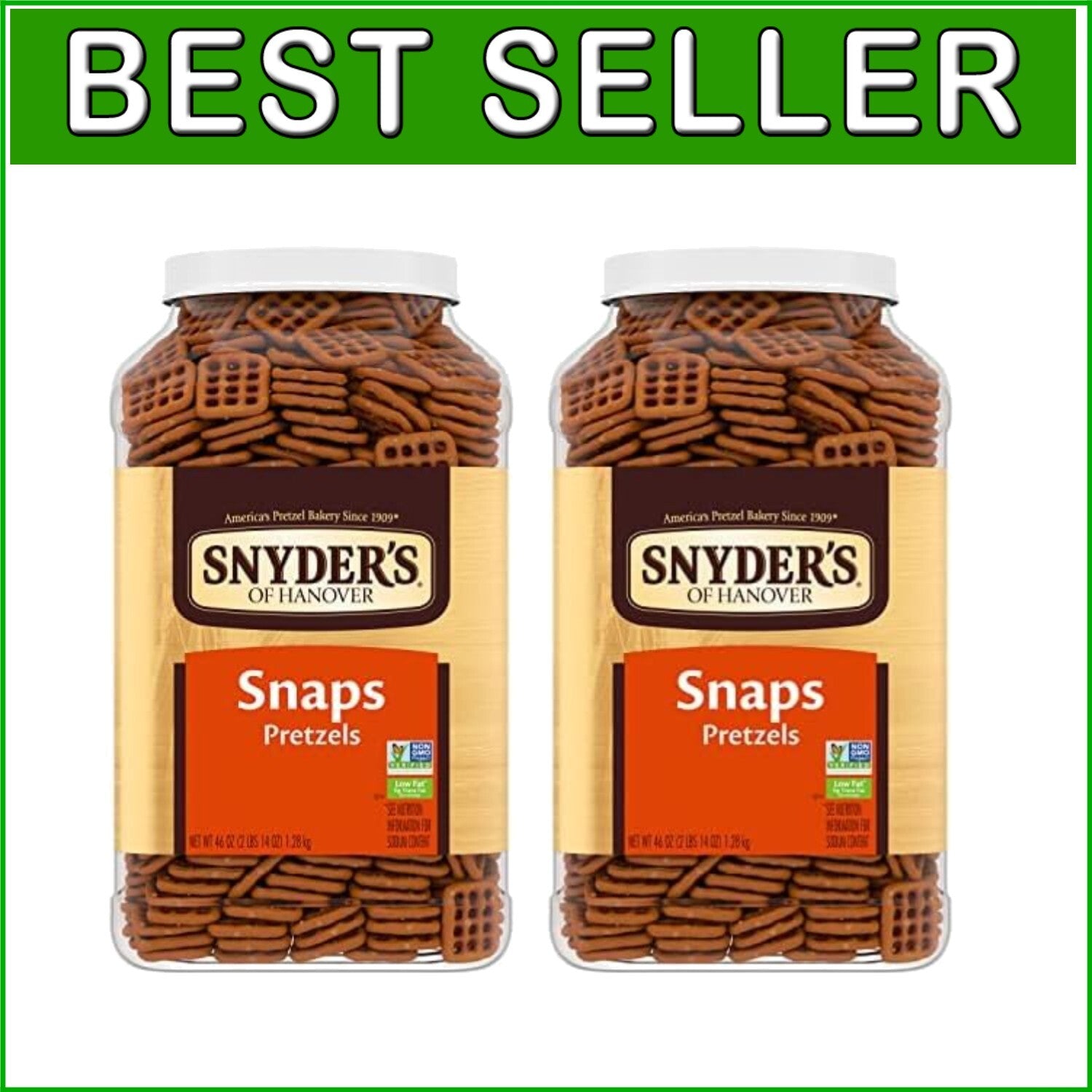 46 Oz Canister of Crunchy Pretzel Snaps - Perfect Snack for Parties and Games