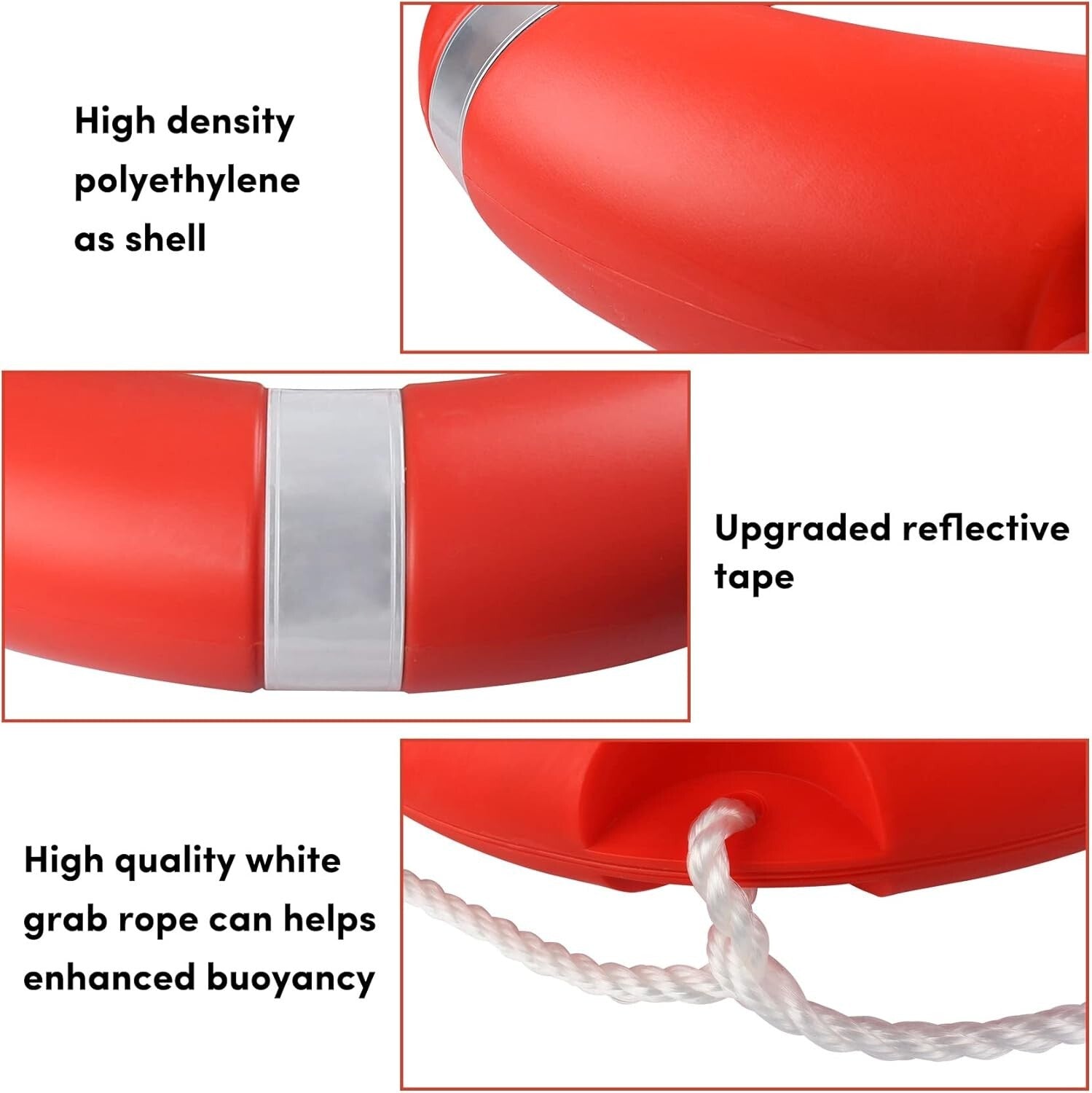 Emergency-Ready 28" Sailing Life Ring with Reflective Tape and Storage Bracket