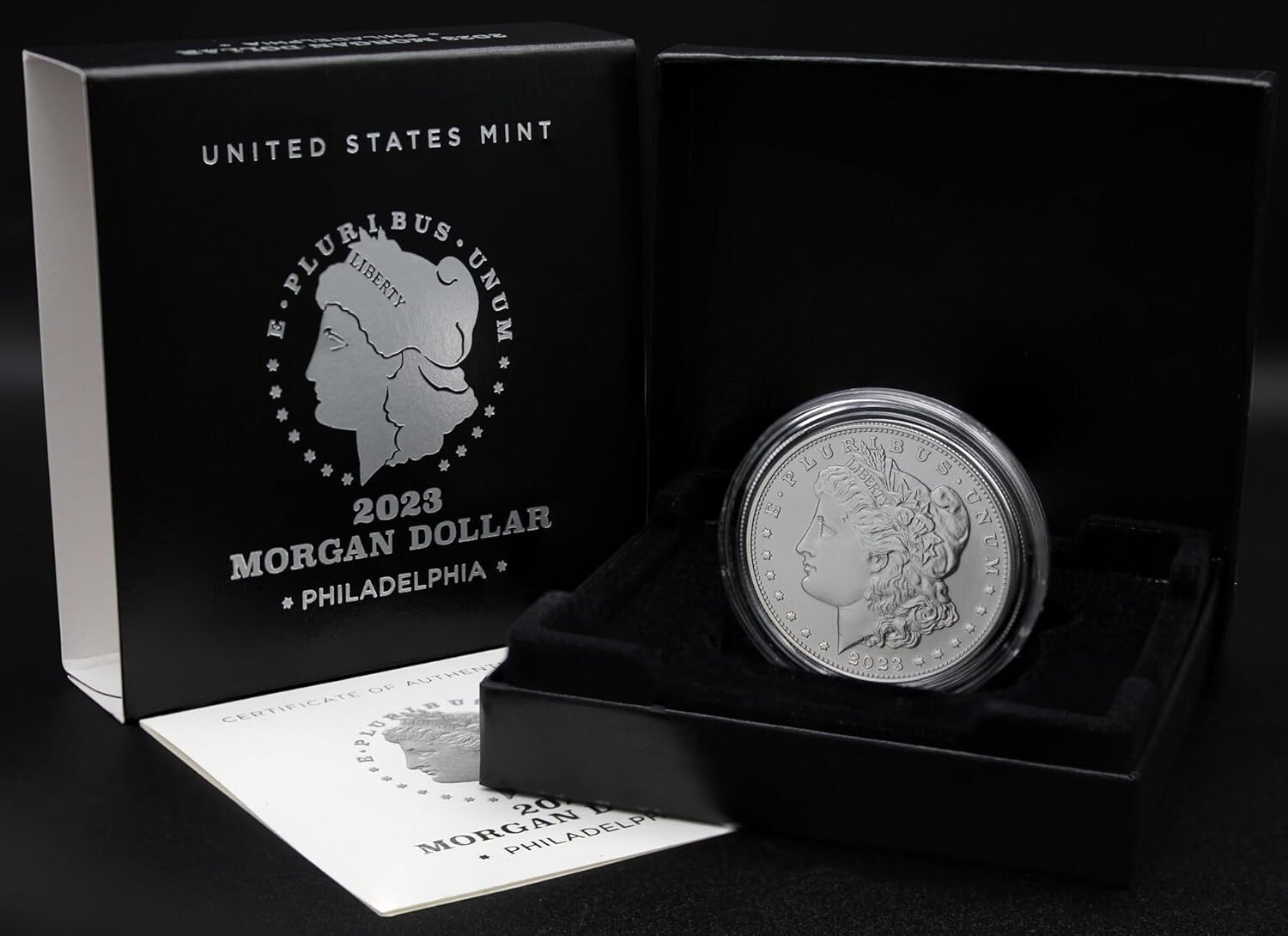Set of 2 2023 Uncirculated Morgan & Peace Dollar Coins - Mint Condition with COA