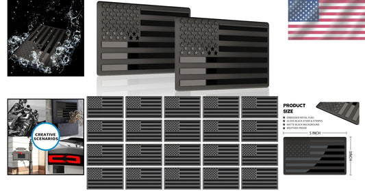 Durable 3D Metal All Black American Flag Stickers - 20 Pack for Cars & Laptops