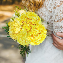 Load image into Gallery viewer, Long-Lasting Yellow Hydrangea Heads with Adjustable Stems - Perfect for Events