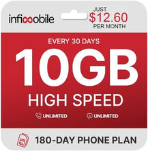 Load image into Gallery viewer, 12.6/Month: Prepaid Unlimited Data Plan with 10GB High-Speed for 6 Months