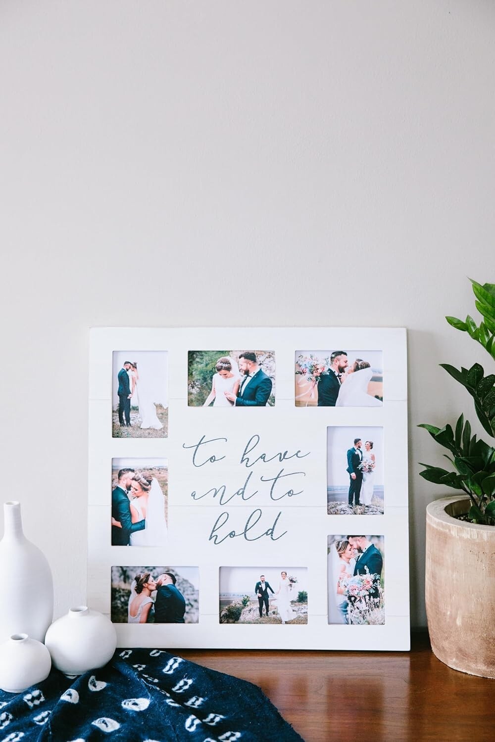 Elegant 20x20 Shiplap Collage Frame with 8 Photo Inserts - Wedding Keepsake