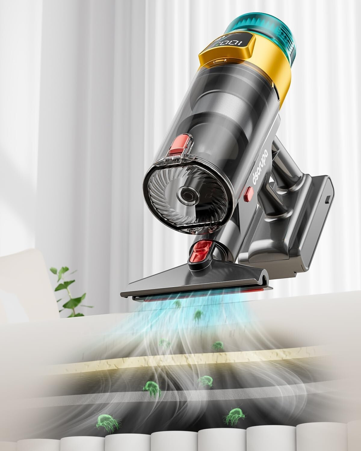 Compact Cordless Vacuum – 550W with Anti-Tangle Brush, Ideal for Pets & Carpets