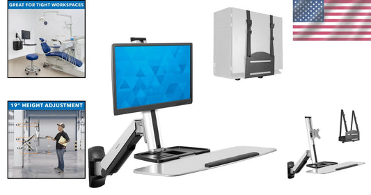 Adjustable Wall-Mounted Workstation with Articulating Monitor Arm & CPU Holder