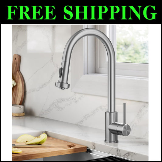 Contemporary ADA-Compliant Pull-Down Faucet with Spot-Free Stainless Finish