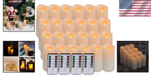 Load image into Gallery viewer, 24-Piece Flameless LED Candles with Remote - Waterproof for Indoor/Outdoor Decor