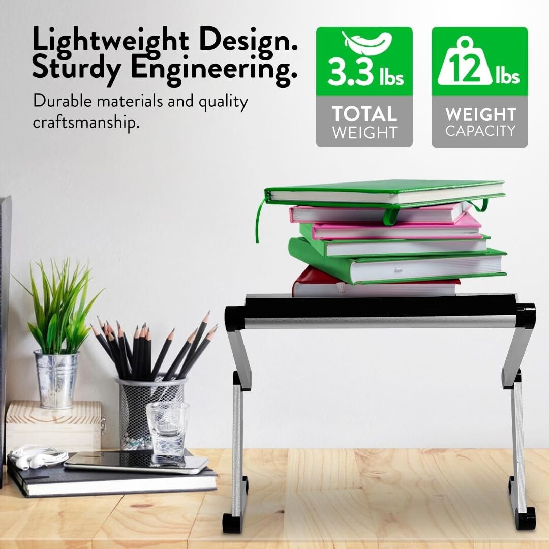 Aluminum Adjustable Book Stand - Lightweight Cookbook Holder for Kitchen Counter