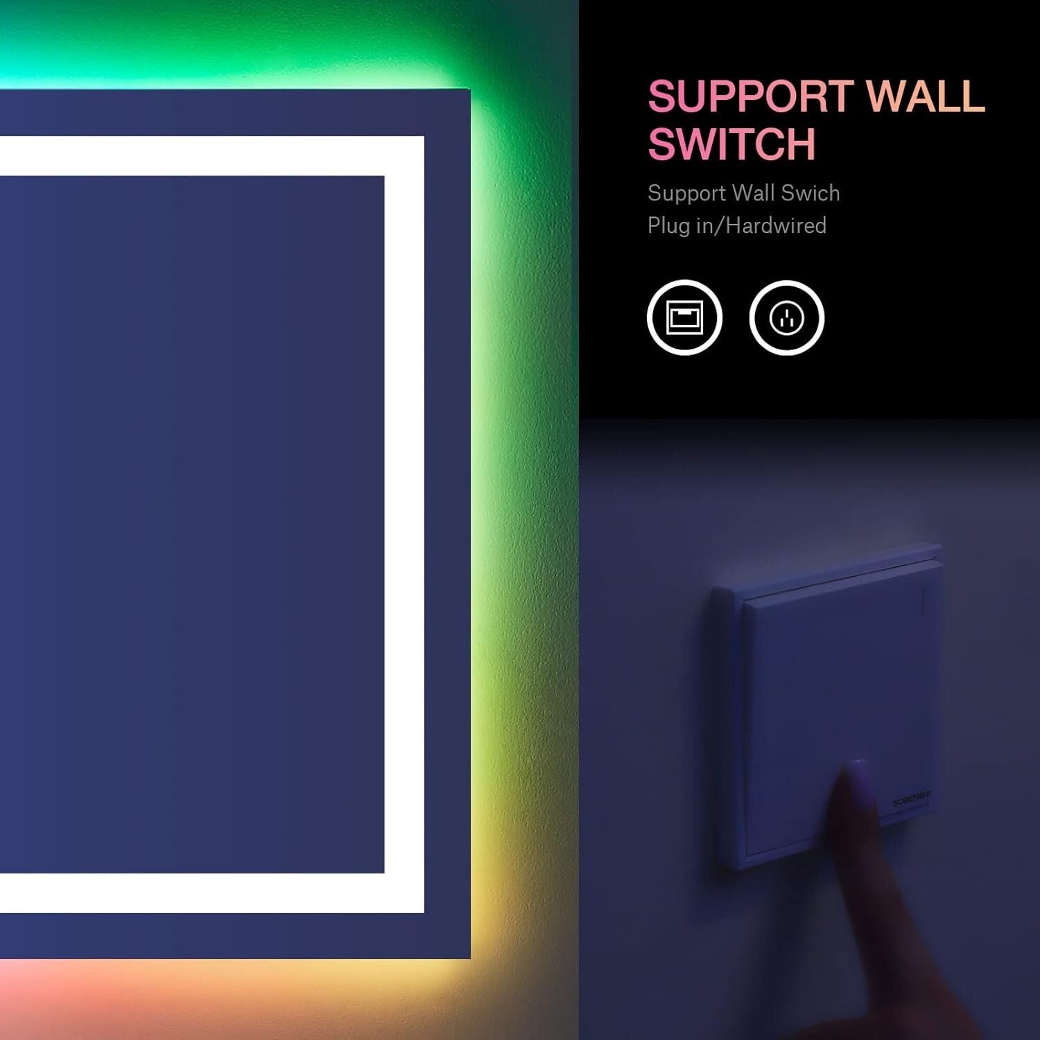 Anti-Fog 40"x32" LED Vanity Mirror with RGB Backlight - Stylish and Functional