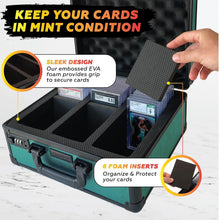 Load image into Gallery viewer, Elegant Green Aluminum Card Case for Graded Sports Cards - 3 Compartment Vault