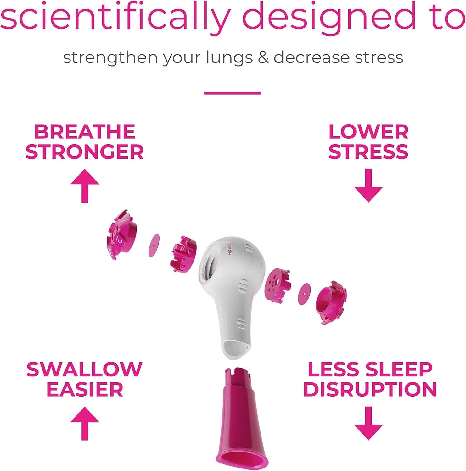 Adjustable Pink Breathing Trainer: Strengthen Lungs Naturally in Just 5 Minutes